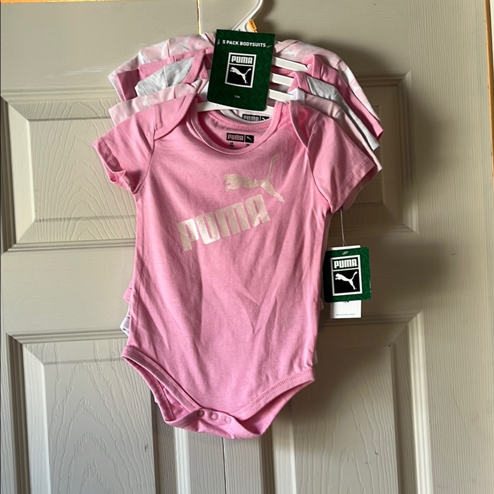 Puma Pink Kids and Baby 5 pack body suits